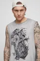szary T-shirt bawełniany męski Tattoo Art by Natalia Osipa - Czornaja Ink, kolor szary