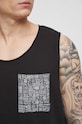 T-shirt bawełniany męski z printowaną kieszonką kolor czarny RS23.TTMB01 czarny