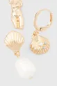 Kolczyki damskie z perłą i zawieszkami (3-pack) kolor złoty złoty