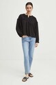 Bluzka damska oversize z ozdobnymi wstawkami kolor czarny RS24.BDD503 czarny RS24