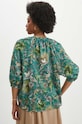 Odzież Bluzka bawełniana damska oversize wzorzysta kolor turkusowy RS24.BDD701 turkusowy