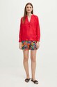 Bluzka lniana damska kolor czerwony RS24.BDD902 czerwony RS24