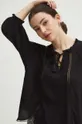 czarny Bluzka damska z asymetrycznym dołem kolor czarny