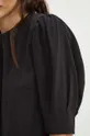 Bluzka damska gładka z ozdobnym wycięciem kolor czarny Damski