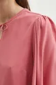 różowy Bluzka damska z wiskozy z wiązanym dekoltem kolor różowy