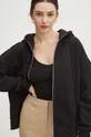 czarny Bluza damska z kapturem gładka kolor czarny