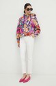 Bluza bawełniana damska wzorzysta kolor fioletowy RS24.BLD051 fioletowy RS24
