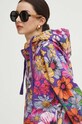 Bluza bawełniana damska wzorzysta kolor fioletowy fioletowy RS24.BLD051