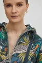 Bluza bawełniana damska wzorzysta kolor turkusowy Damski