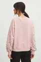 różowy Bluza damska z kolekcji Eviva L'arte z aplikacją kolor różowy