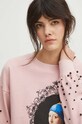 Bluza damska z kolekcji Eviva L'arte z aplikacją kolor różowy RS24.BLD253 różowy