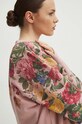 Bluza bawełniana damska w kwiaty kolor różowy różowy RS24.BLD302