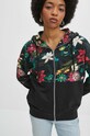 Bluza damska z kapturem wzorzysta kolor czarny czarny RS24.BLD700