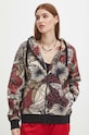 Bluza damska z kapturem wzorzysta kolor brązowy brązowy RS24.BLDA02