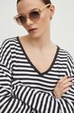 Longsleeve bawełniany damski z domieszką elastanu kolor czarny z elastanem czarny RS24.BUD030