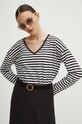 Longsleeve bawełniany damski z domieszką elastanu kolor czarny czarny RS24.BUD030