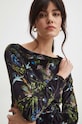 Longsleeve damski z kolekcji Eviva L'arte wzorzyste kolor czarny RS24.BUD252 czarny