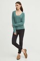 Longsleeve damski z domieszką elastanu gładki kolor zielony RS24.BUD303 zielony RS24