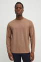 Longsleeve męski regular kolor brązowy z elastanem brązowy RS24.BUM031