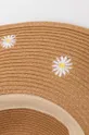 beżowy Kapelusz damski pleciony z ozdobnym haftem w kwiaty kolor beżowy