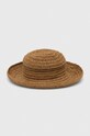 Kapelusz damski pleciony typu bucket hat kolor beżowy aplikacja beżowy RS24.CAD711