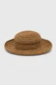 beżowy Kapelusz damski pleciony typu bucket hat kolor beżowy Damski