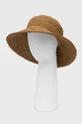 beżowy Kapelusz damski pleciony typu bucket hat kolor beżowy