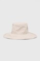 Kapelusz damski typu bucket hat gładki z lnem kolor beżowy gładkie beżowy RS24.CAD720