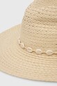 Klobúk dámsky pletený s ozdobnou mušľovou aplikáciou béžová farba béžová RS24.CAD727