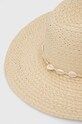 Klobúk dámsky pletený s ozdobnou mušľovou aplikáciou béžová farba RS24.CAD727 béžová