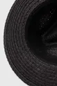 czarny Kapelusz damski pleciony z ozdobną aplikacją kolor czarny