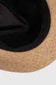 beżowy Kapelusz męski pleciony z ozdobną aplikacją kolor beżowy