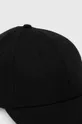 Czapka z daszkiem gładka z lnem kolor czarny czarny
