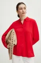 Koszula damska regular z wiskozy kolor czerwony czerwony