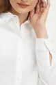 Lněná košile dámská regular jednobarevná bílá barva Dámský