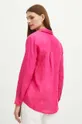 Koszula lniana damska regular gładka kolor różowy 100 % Len
