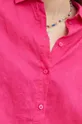 Lněná košile dámská regular jednobarevná růžová barva Dámský