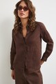 Koszula damska lniana brązowy RS24-KDD501