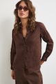 Koszula damska lniana brązowy RS24-KDD501
