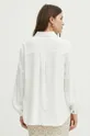 biały Koszula z domieszką lnu damska regular kolor biały