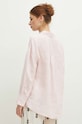 Oblečení Lněná košile dámská oversize jednobarevná růžová barva RS24.KDD700 růžová