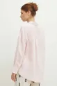 Koszula lniana damska oversize gładka kolor różowy 100 % Len