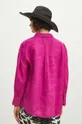 Koszula lniana damska oversize gładka kolor fioletowy 100 % Len