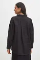 Ľanová košeľa dámska oversize hladká čierna farba <p>100 % Ľan</p>