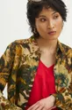 Koszula z domieszką lnu damska regular wzorzysta kolor Damski