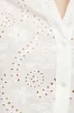 Koszula bawełniana damska oversize ażurowa z ozdobnym haftem kolor biały Damski