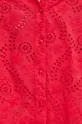 Koszula bawełniana damska oversize ażurowa z ozdobnym haftem kolor różowy Damski