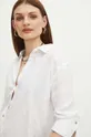 bílá Lněná košile dámská oversize jednobarevná bílá barva