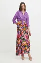 Koszula lniana damska oversize gładka kolor fioletowy fioletowy