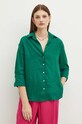 Koszula lniana damska gładka kolor zielony zielony RS24.KDD902